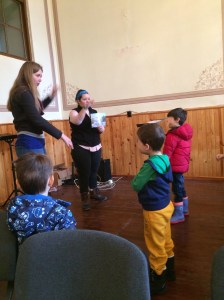 Children participating in music class